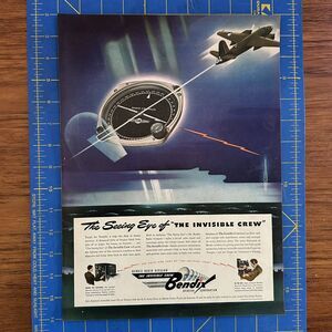 VTG 1942 Orig Magazine Ad BENDIX AVIATION Seeing Eye of The Invisible Crew WW2
